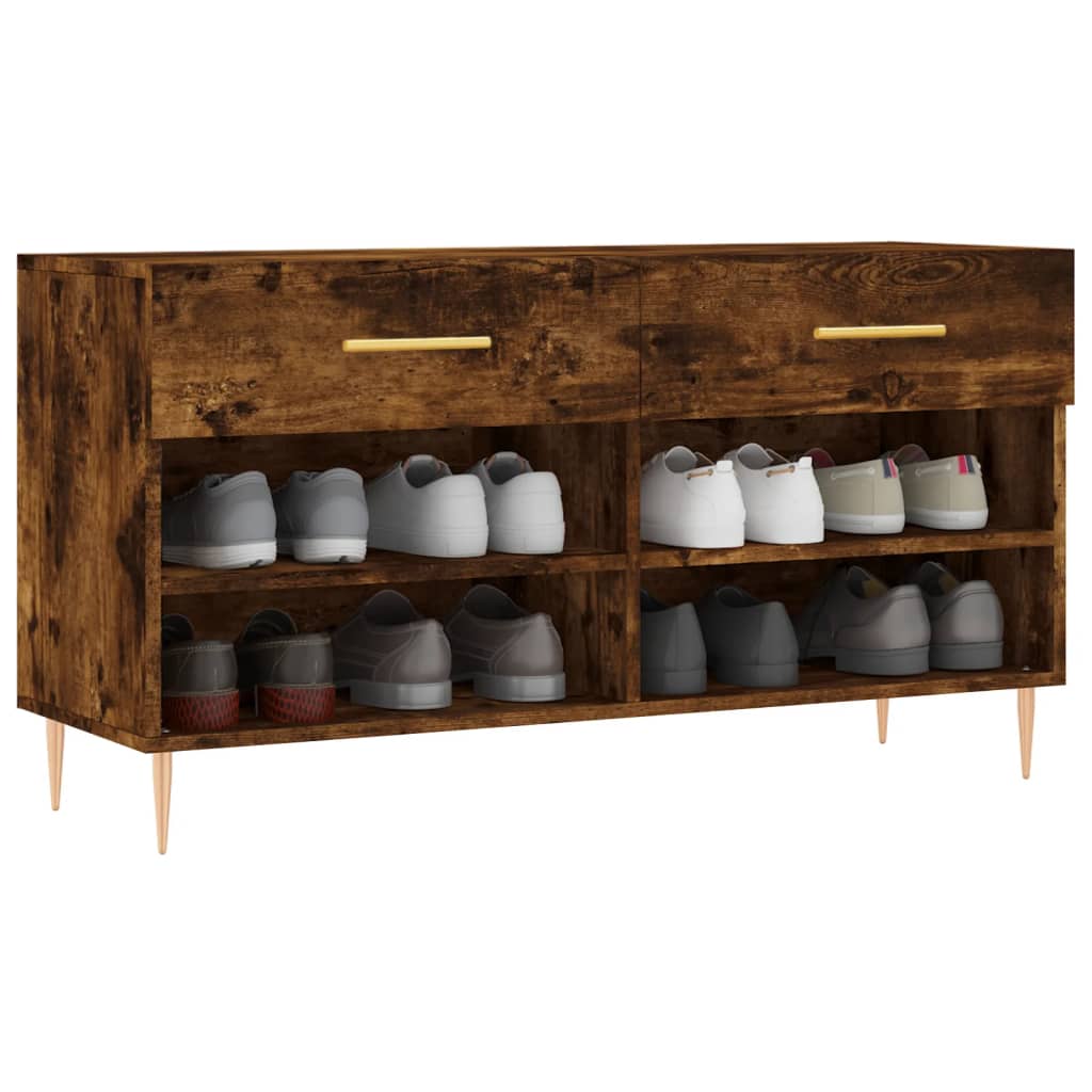 Banc à chaussures chêne fumé 102x35x55 cm bois d'ingénierie - XIOS