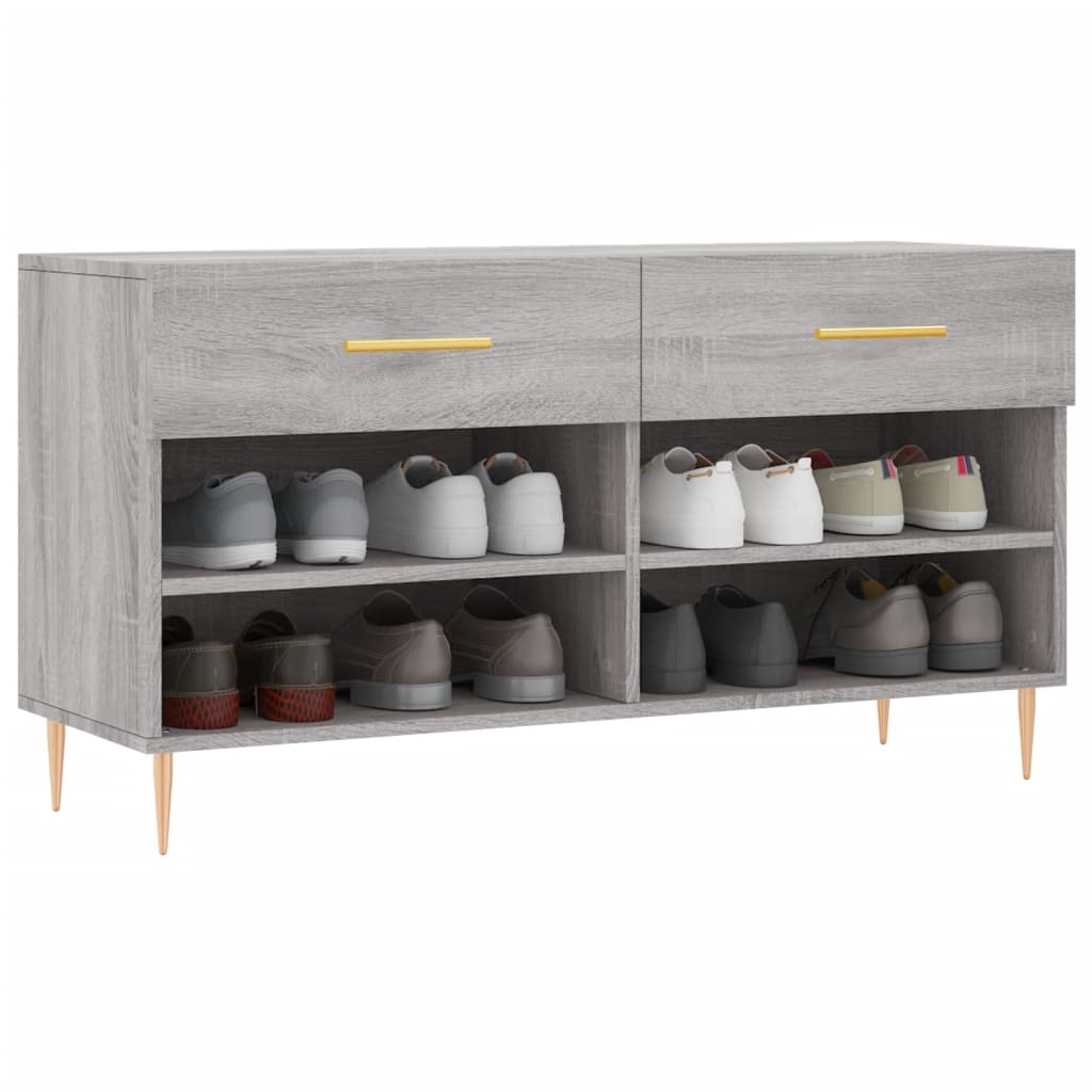 Banc à chaussures sonoma gris 102x35x55 cm bois d'ingénierie - XIOS