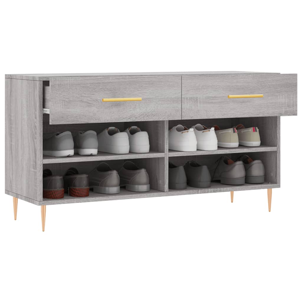 Banc à chaussures sonoma gris 102x35x55 cm bois d'ingénierie - XIOS