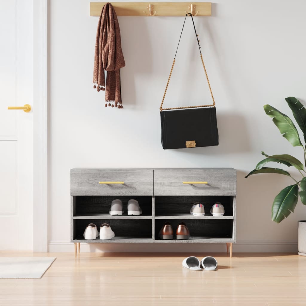 Banc à chaussures sonoma gris 102x35x55 cm bois d'ingénierie - XIOS