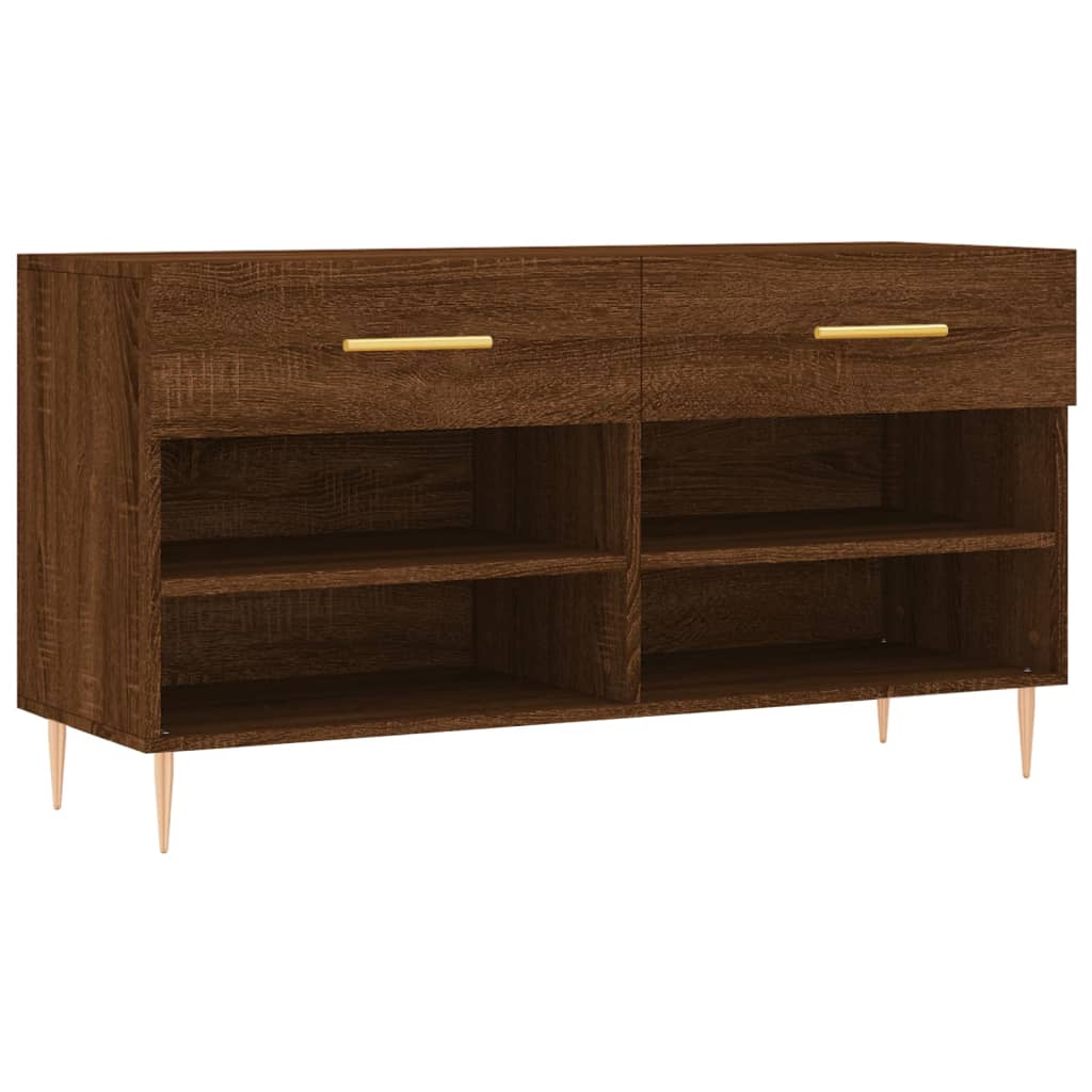 Banc à chaussures chêne marron 102x35x55 cm bois d'ingénierie - XIOS