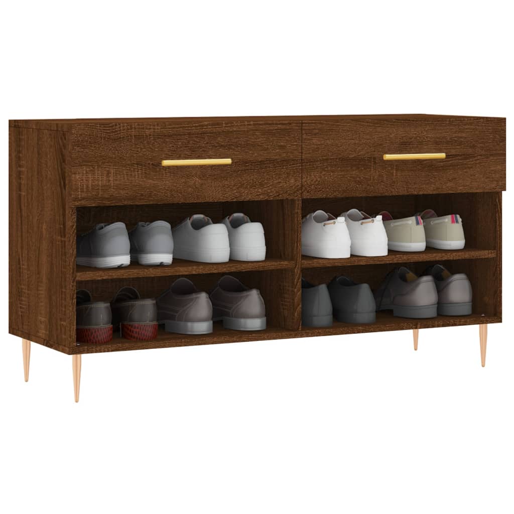 Banc à chaussures chêne marron 102x35x55 cm bois d'ingénierie - XIOS
