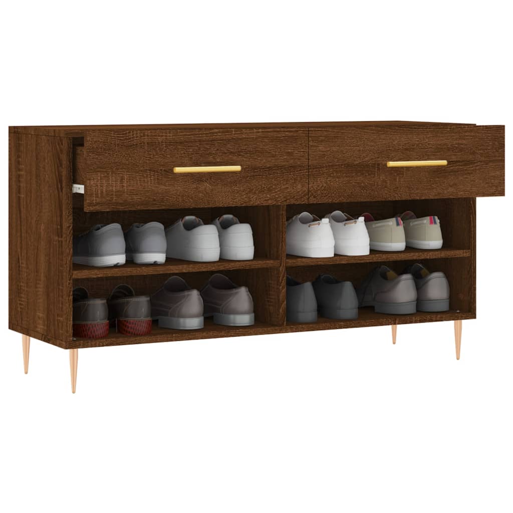 Banc à chaussures chêne marron 102x35x55 cm bois d'ingénierie - XIOS
