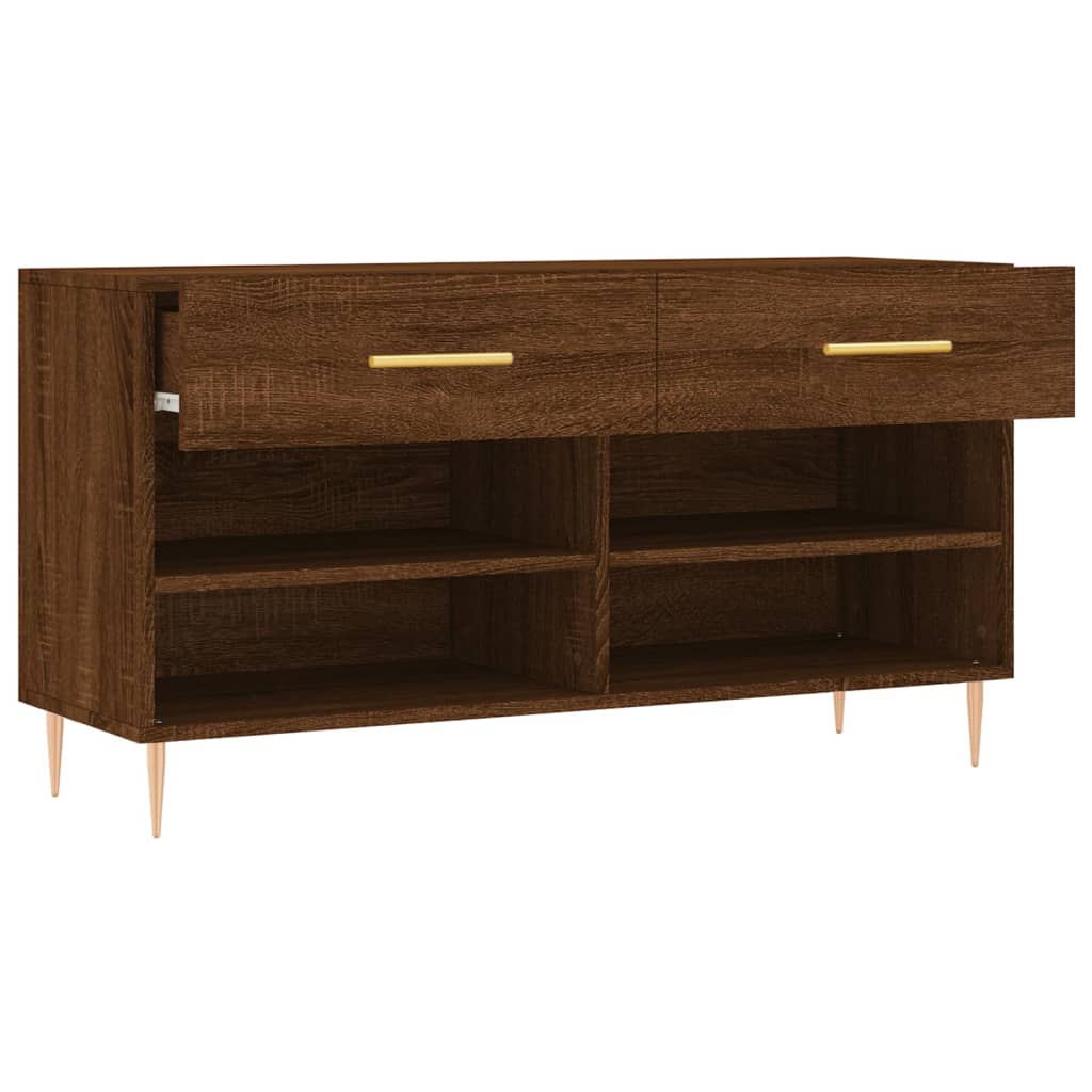 Banc à chaussures chêne marron 102x35x55 cm bois d'ingénierie - XIOS
