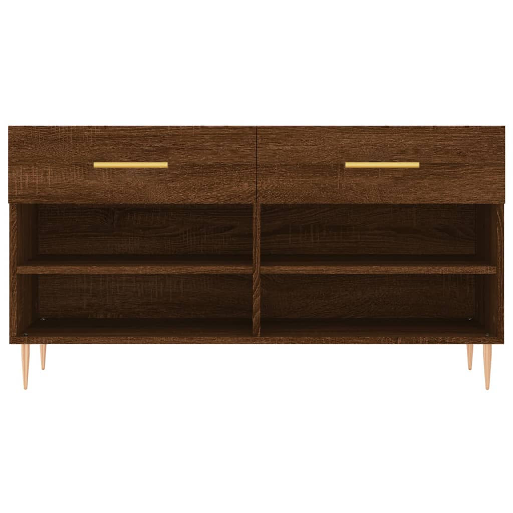 Banc à chaussures chêne marron 102x35x55 cm bois d'ingénierie - XIOS