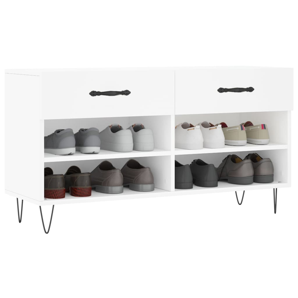 Banc à chaussures blanc 102x35x55 cm bois d'ingénierie - XIOS