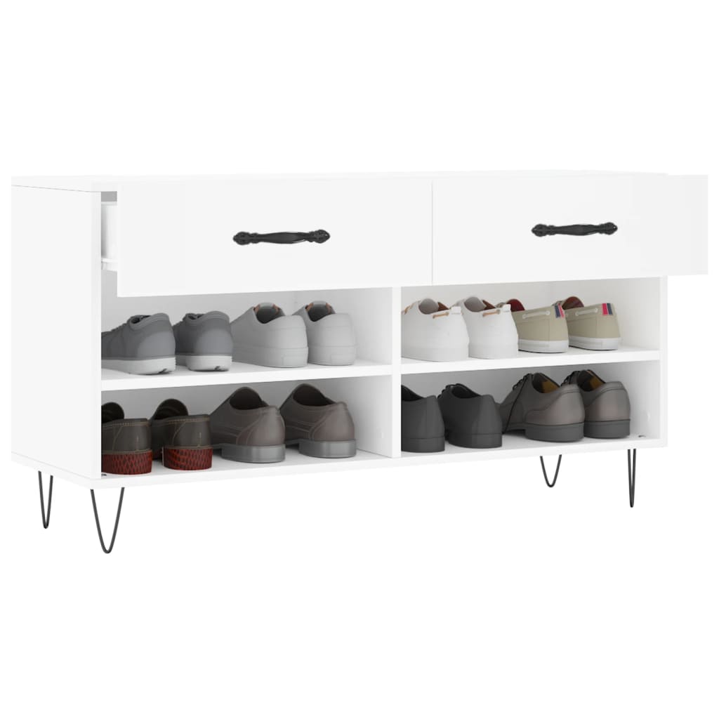 Banc à chaussures blanc 102x35x55 cm bois d'ingénierie - XIOS