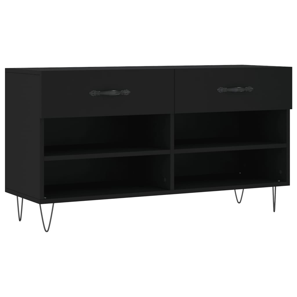 Banc à chaussures noir 102x35x55 cm bois d'ingénierie - XIOS