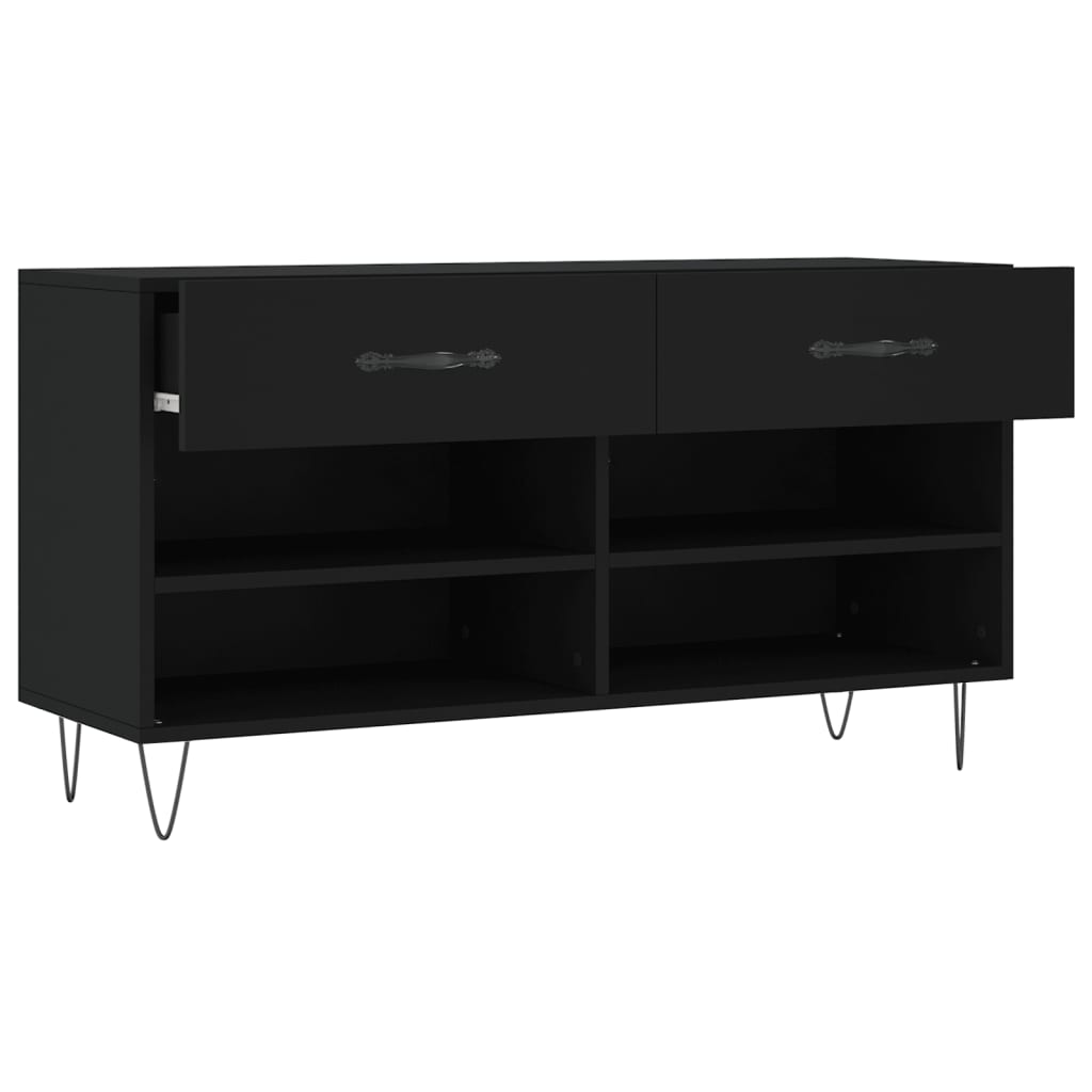 Banc à chaussures noir 102x35x55 cm bois d'ingénierie - XIOS