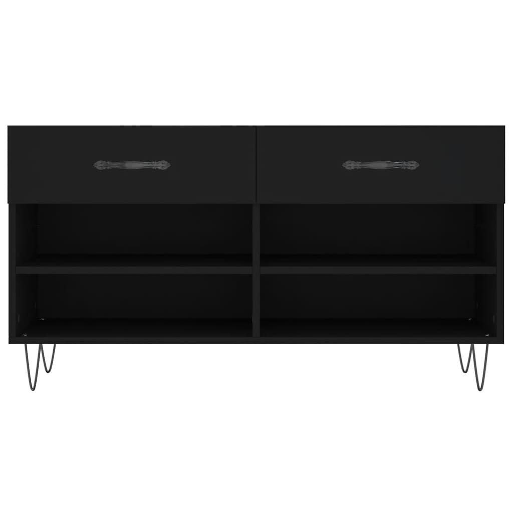 Banc à chaussures noir 102x35x55 cm bois d'ingénierie - XIOS