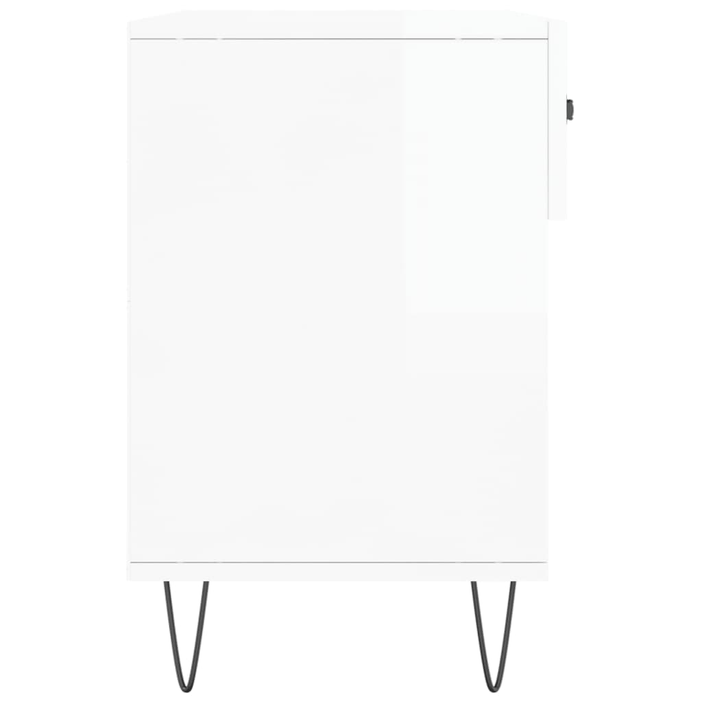 Banc à chaussures blanc brillant 102x35x55 cm bois d'ingénierie - XIOS