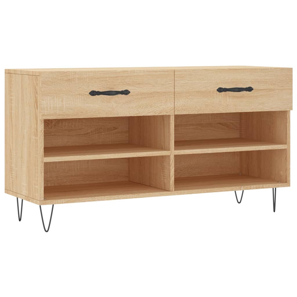 Banc à chaussures chêne sonoma 102x35x55 cm bois d'ingénierie - XIOS