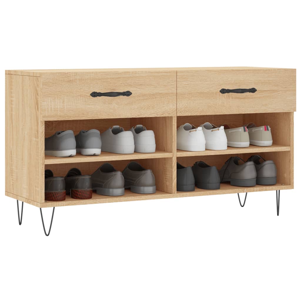 Banc à chaussures chêne sonoma 102x35x55 cm bois d'ingénierie - XIOS