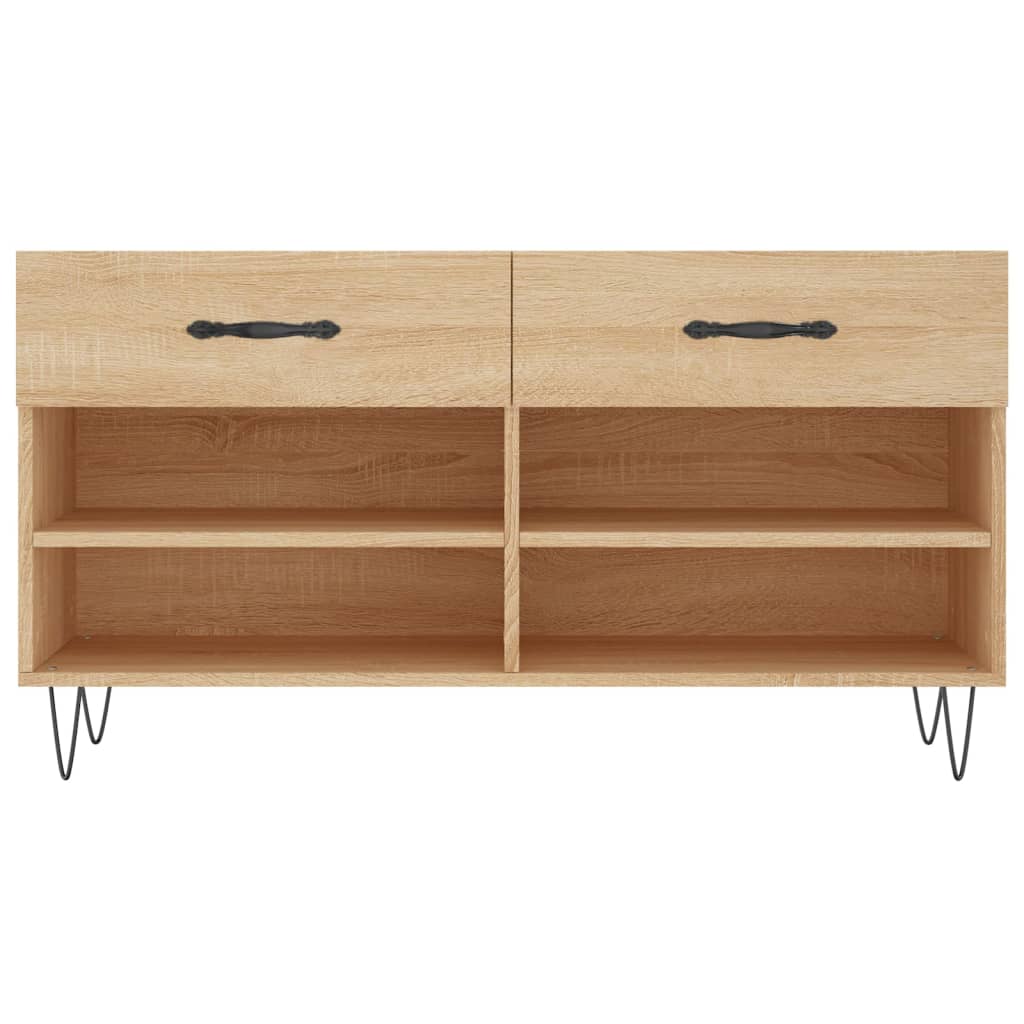 Banc à chaussures chêne sonoma 102x35x55 cm bois d'ingénierie - XIOS