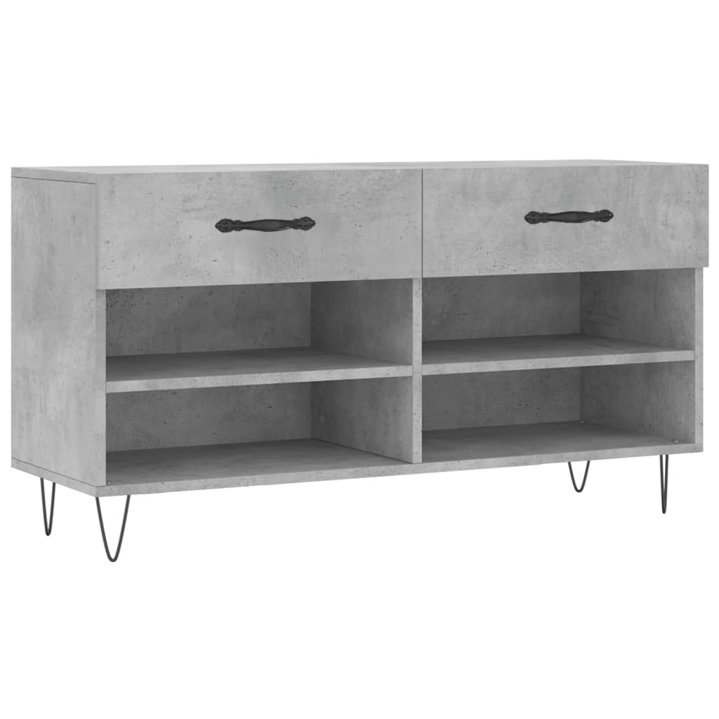 Banc à chaussures gris béton 102x35x55 cm bois d'ingénierie - XIOS