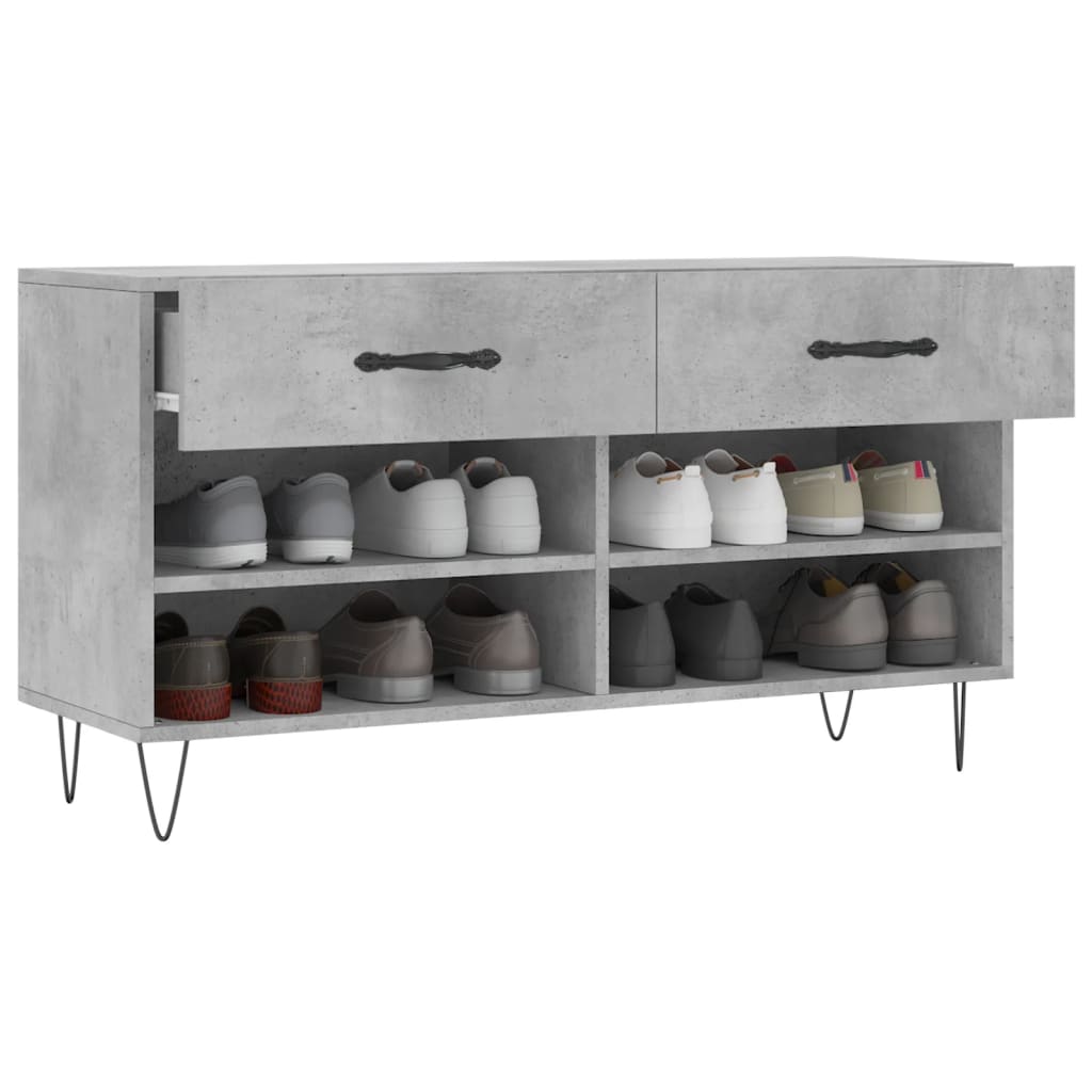 Banc à chaussures gris béton 102x35x55 cm bois d'ingénierie - XIOS