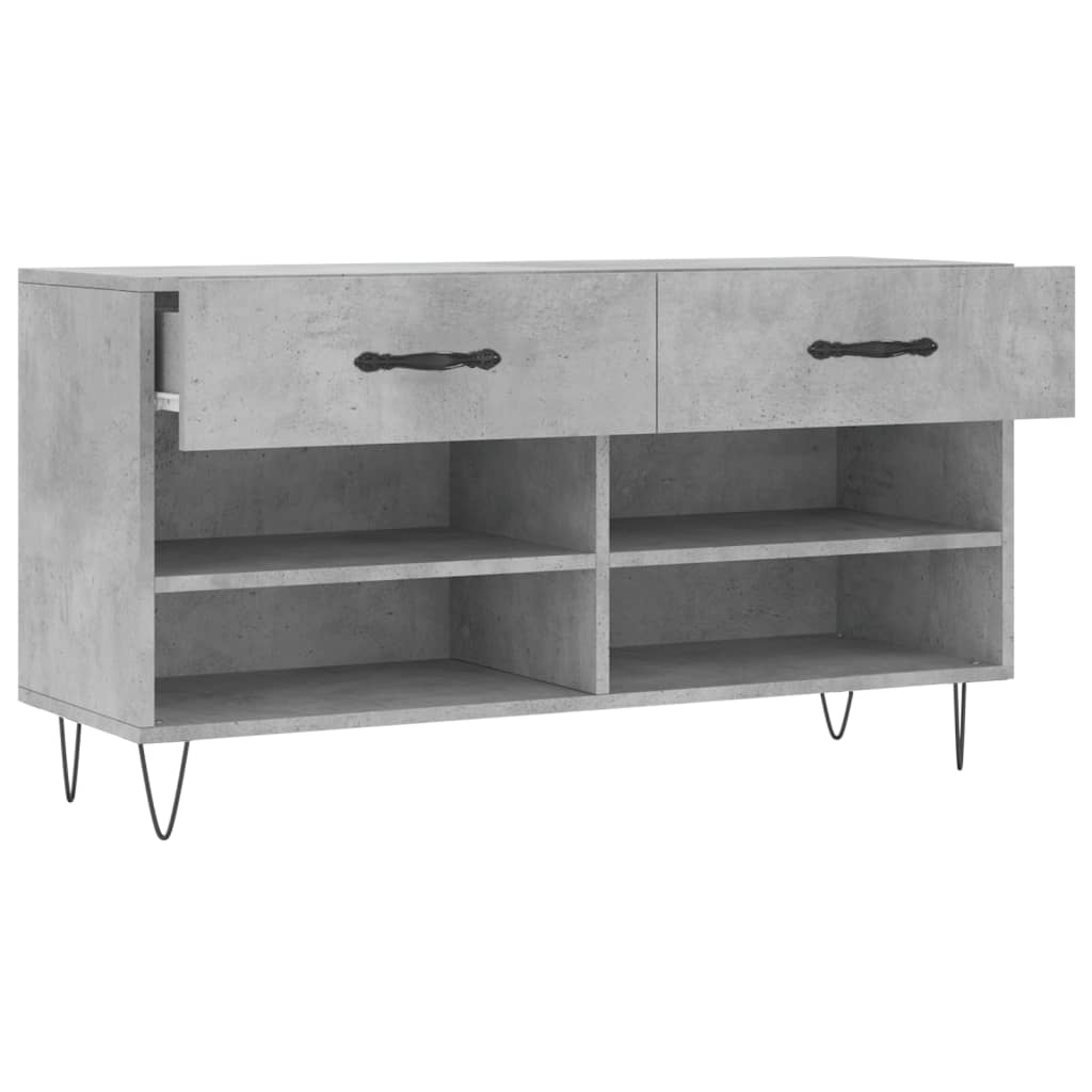 Banc à chaussures gris béton 102x35x55 cm bois d'ingénierie - XIOS