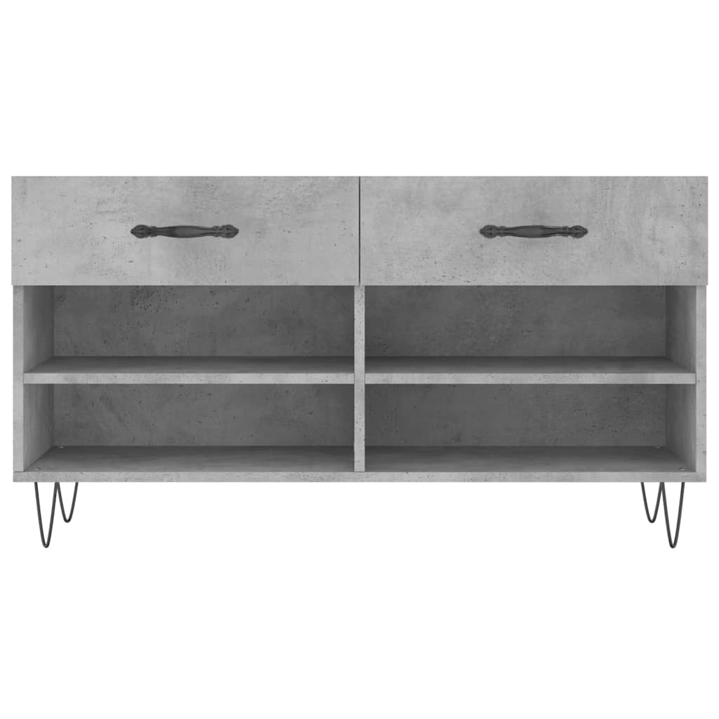Banc à chaussures gris béton 102x35x55 cm bois d'ingénierie - XIOS