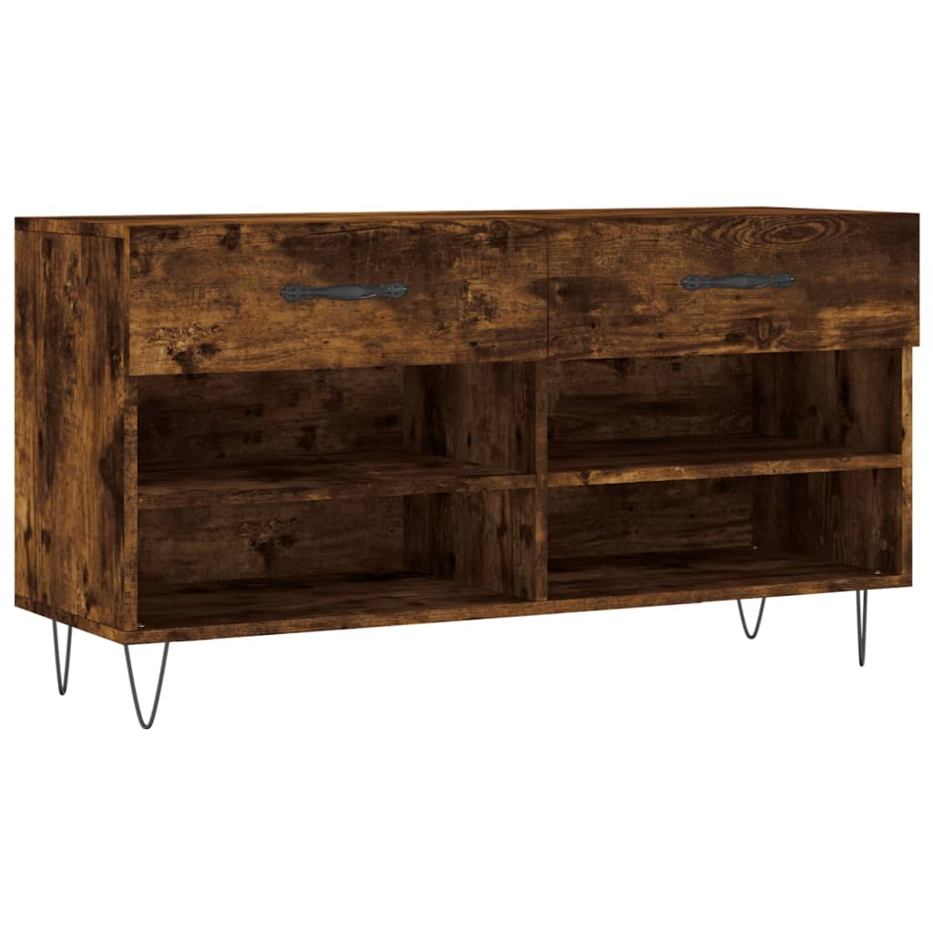 Banc à chaussures chêne fumé 102x35x55 cm bois d'ingénierie - XIOS