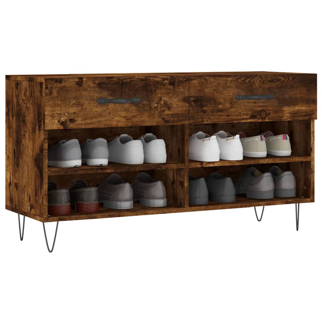 Banc à chaussures chêne fumé 102x35x55 cm bois d'ingénierie - XIOS