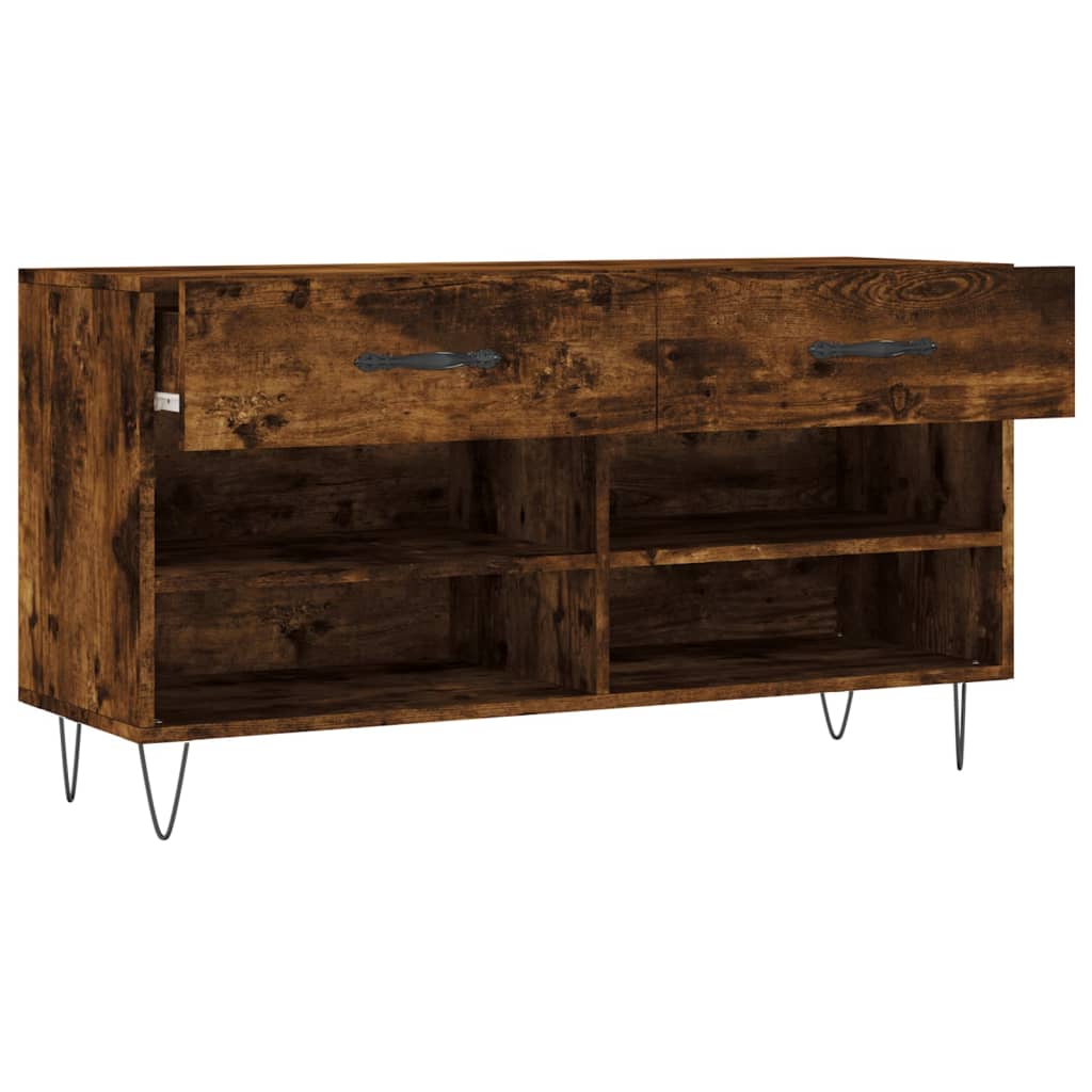 Banc à chaussures chêne fumé 102x35x55 cm bois d'ingénierie - XIOS