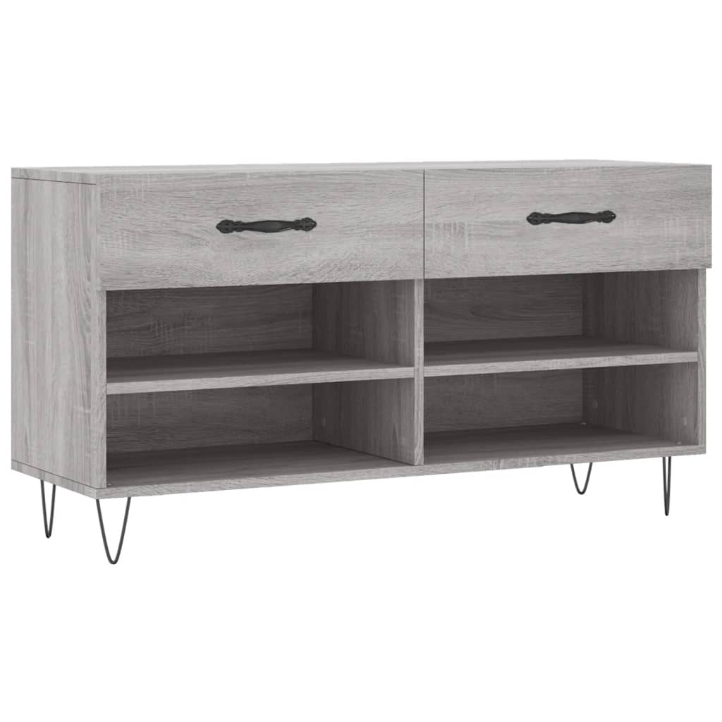 Banc à chaussures sonoma gris 102x35x55 cm bois d'ingénierie - XIOS