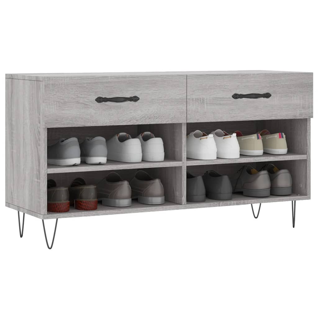 Banc à chaussures sonoma gris 102x35x55 cm bois d'ingénierie - XIOS