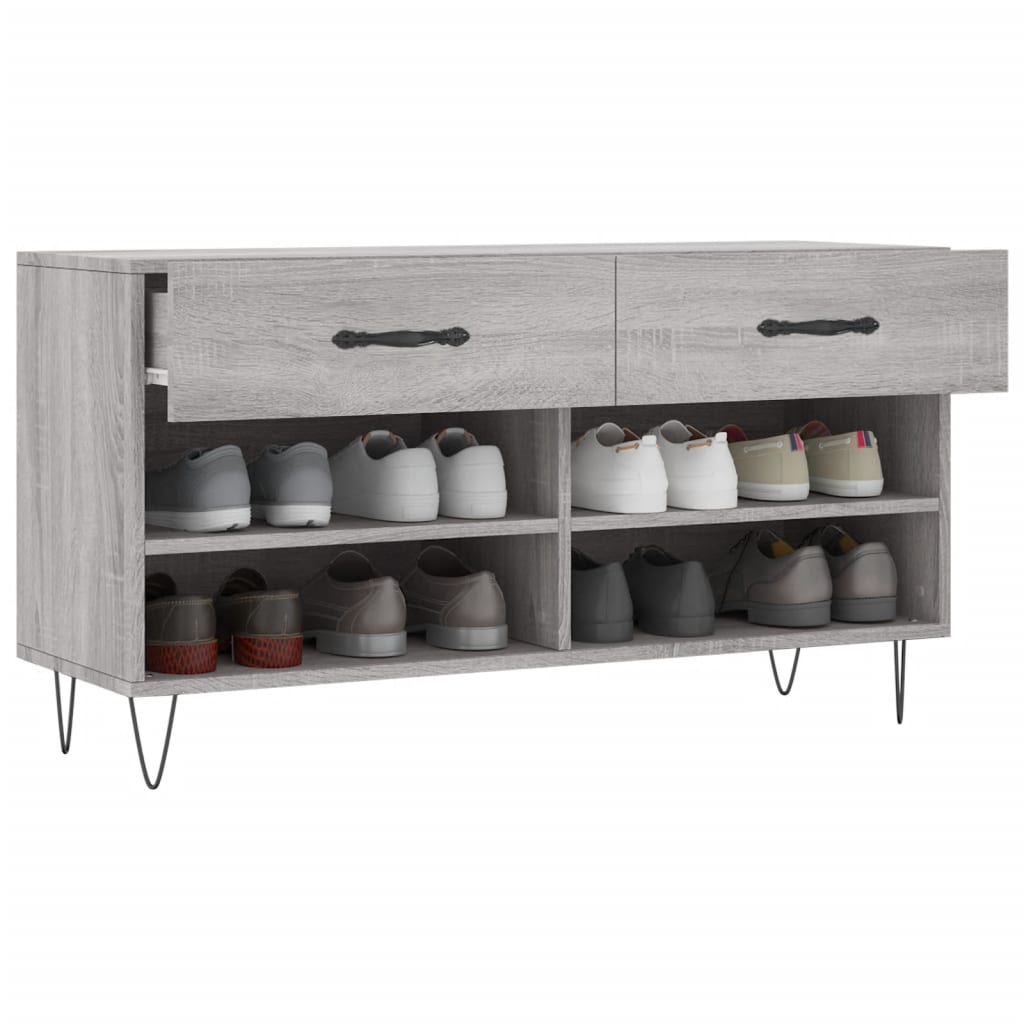 Banc à chaussures sonoma gris 102x35x55 cm bois d'ingénierie - XIOS