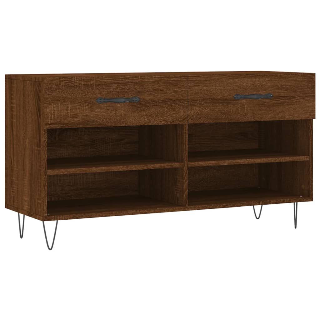 Banc à chaussures chêne marron 102x35x55 cm bois d'ingénierie - XIOS