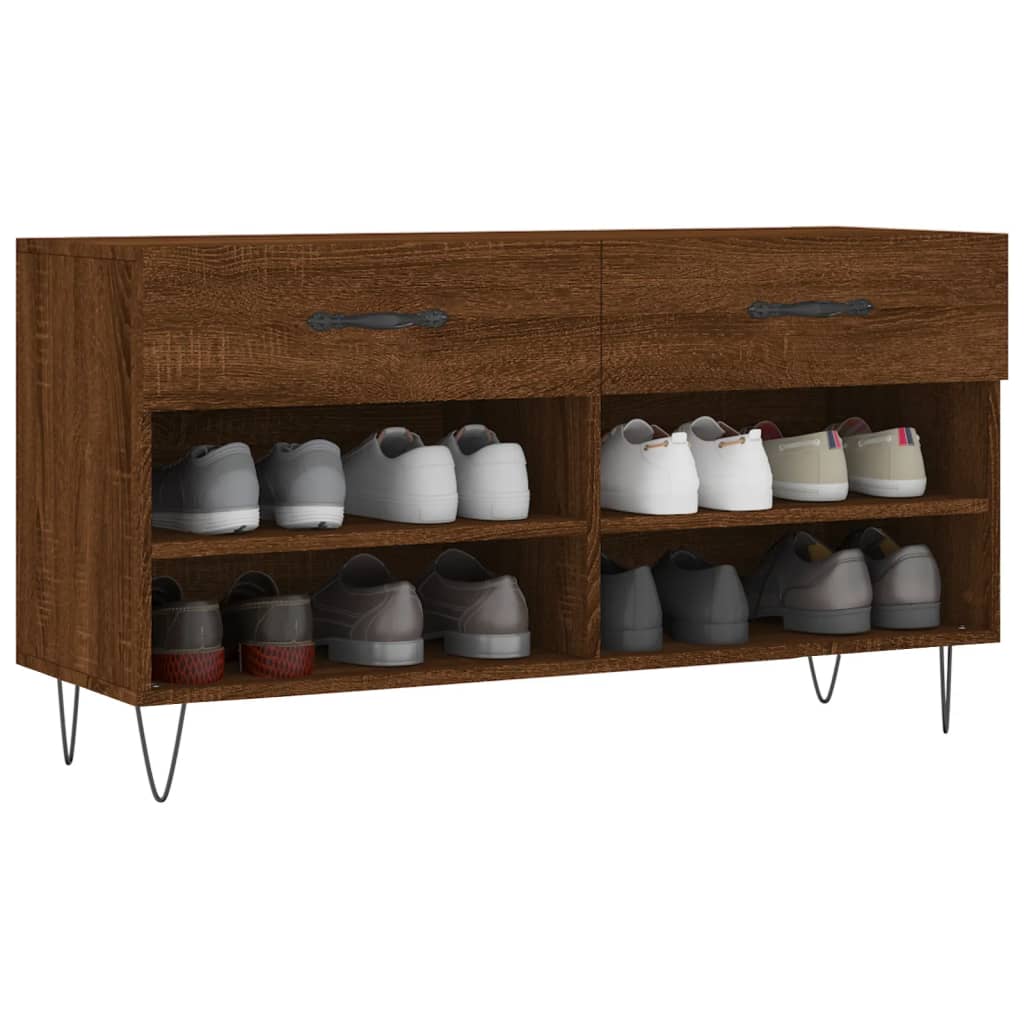 Banc à chaussures chêne marron 102x35x55 cm bois d'ingénierie - XIOS