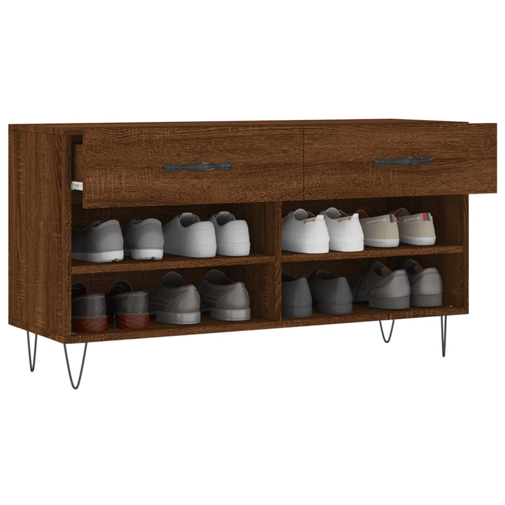 Banc à chaussures chêne marron 102x35x55 cm bois d'ingénierie - XIOS