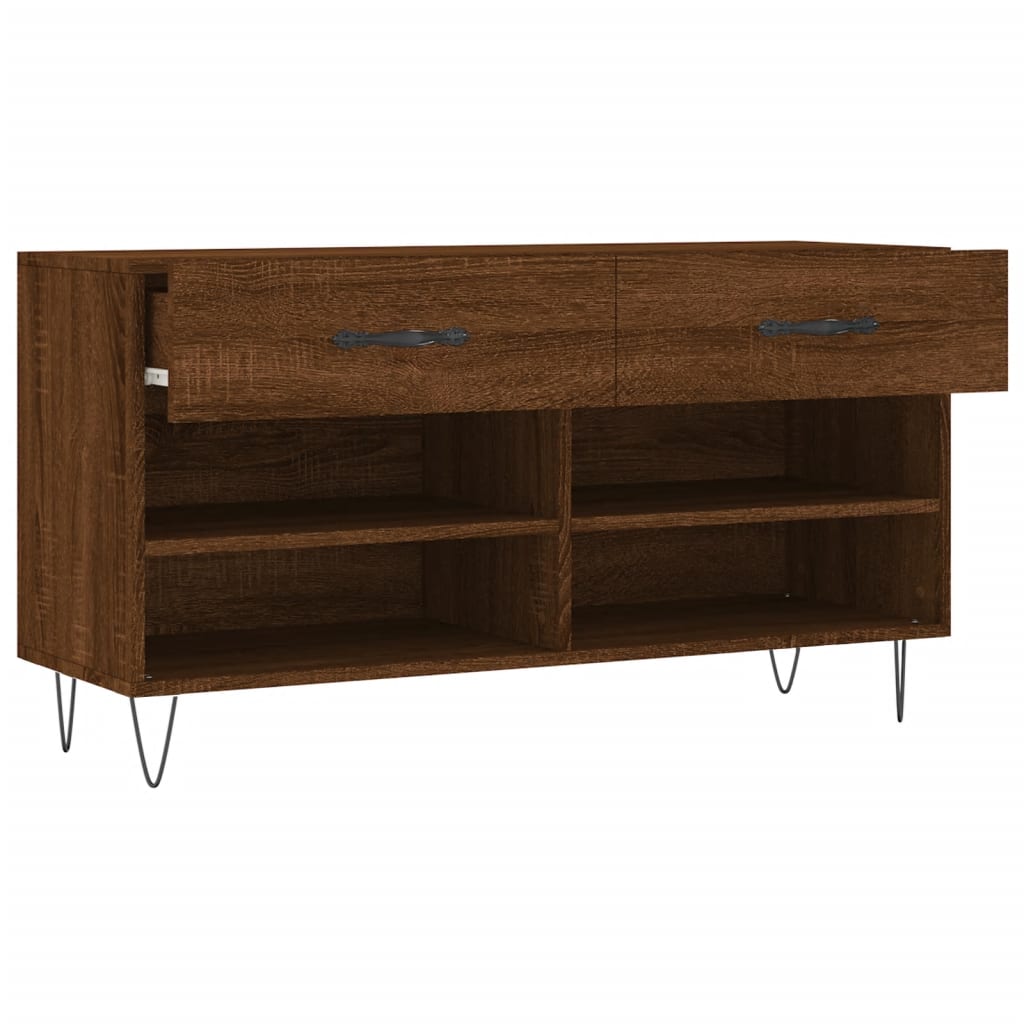 Banc à chaussures chêne marron 102x35x55 cm bois d'ingénierie - XIOS