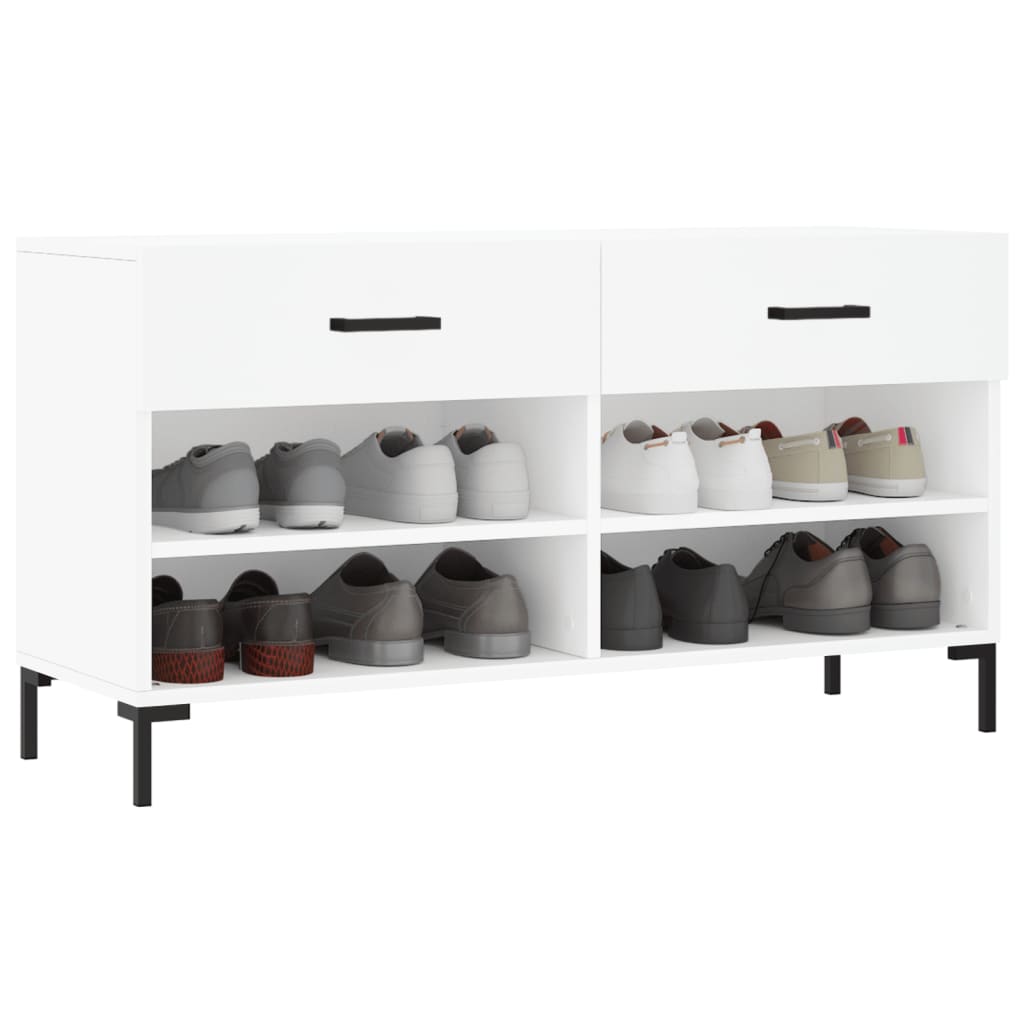 Banc à chaussures blanc 102x35x55 cm bois d'ingénierie - XIOS