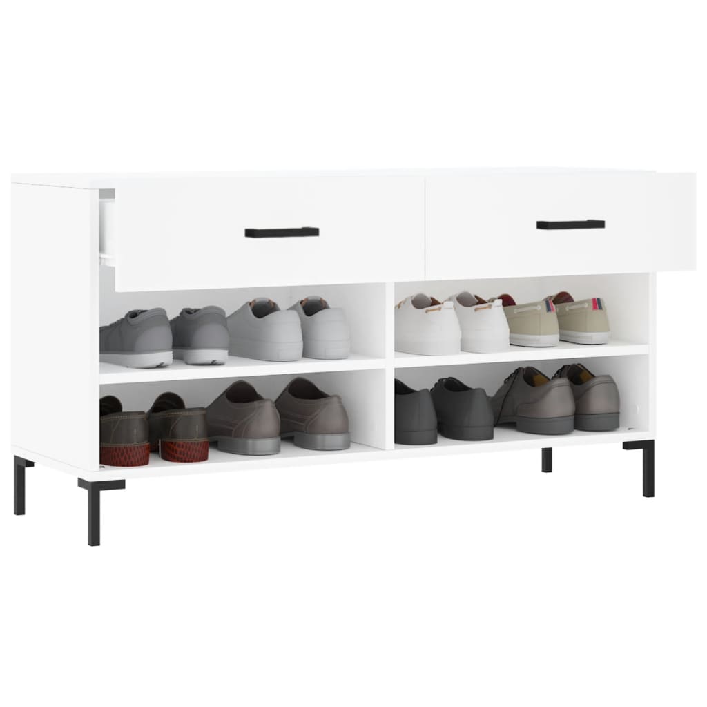 Banc à chaussures blanc 102x35x55 cm bois d'ingénierie - XIOS