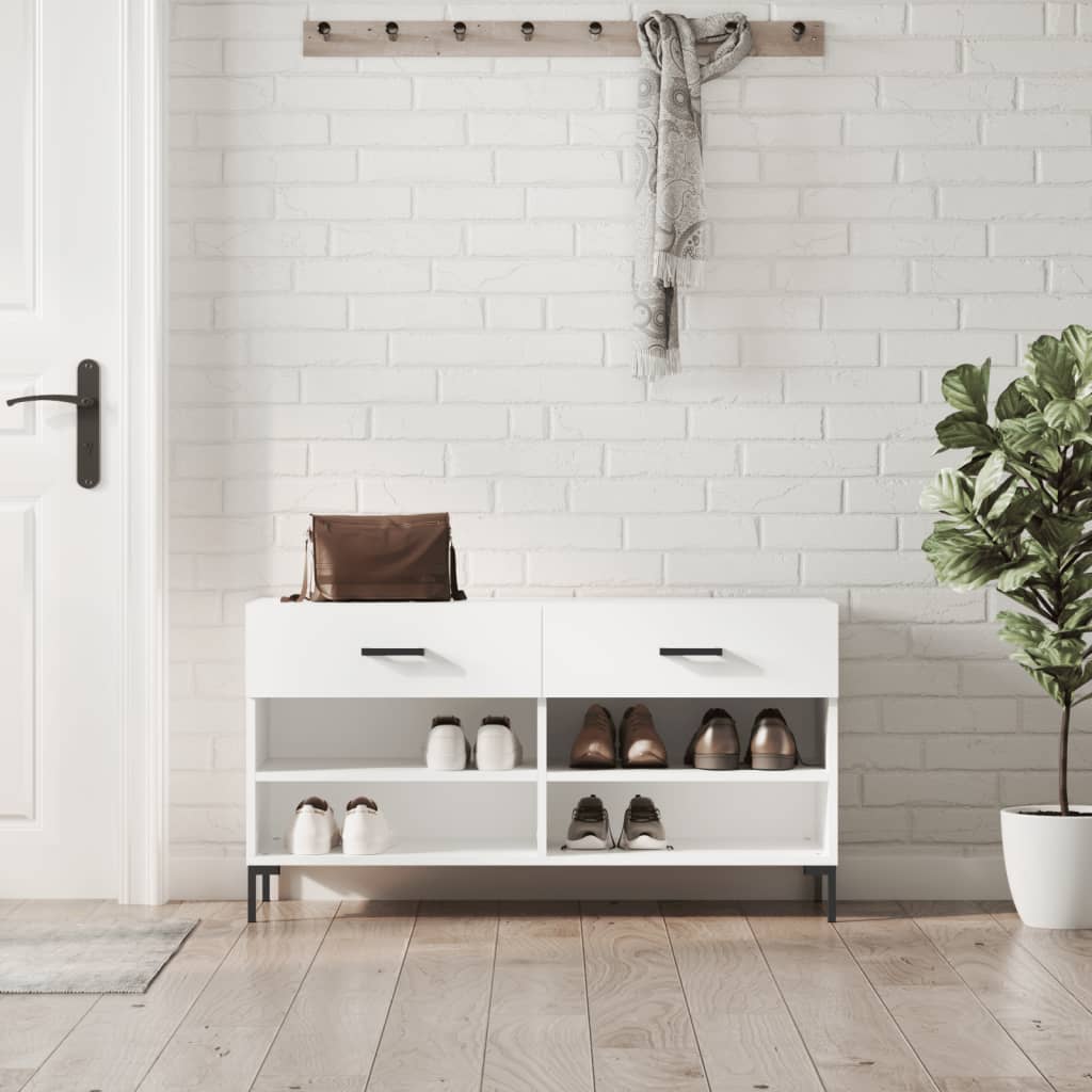 Banc à chaussures blanc 102x35x55 cm bois d'ingénierie - XIOS