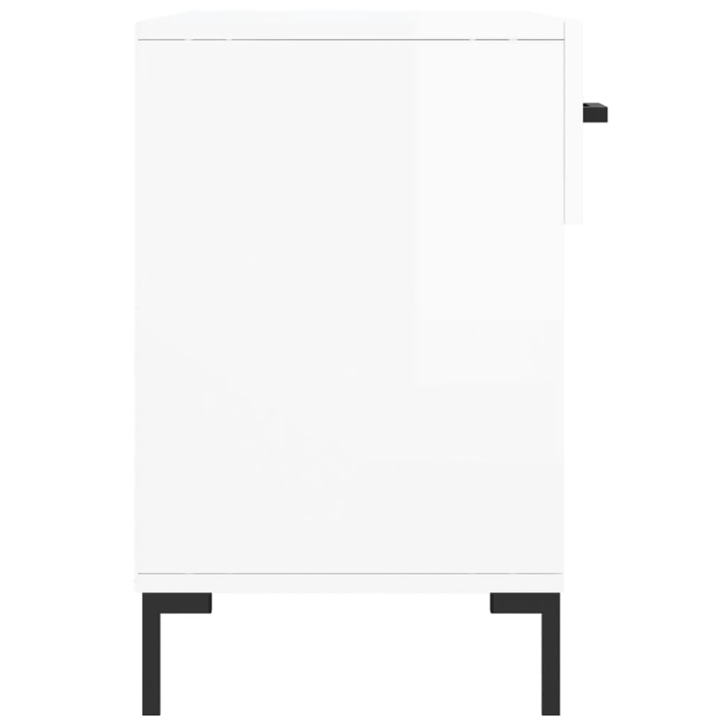 Banc à chaussures blanc brillant 102x35x55 cm bois d'ingénierie - XIOS