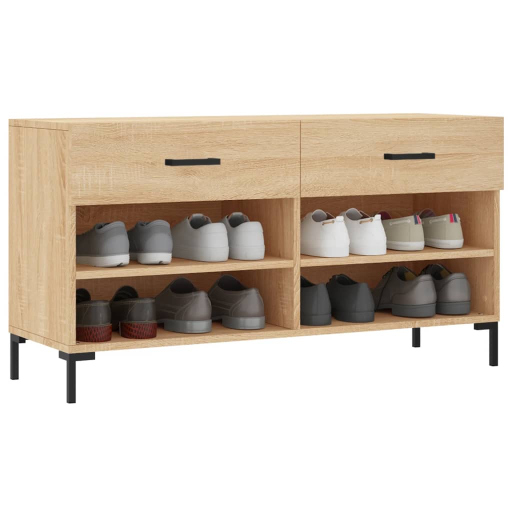 Banc à chaussures chêne sonoma 102x35x55 cm bois d'ingénierie - XIOS