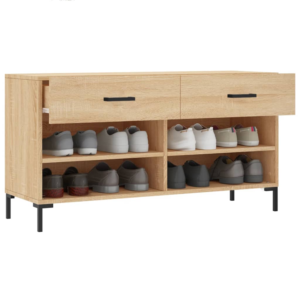 Banc à chaussures chêne sonoma 102x35x55 cm bois d'ingénierie - XIOS
