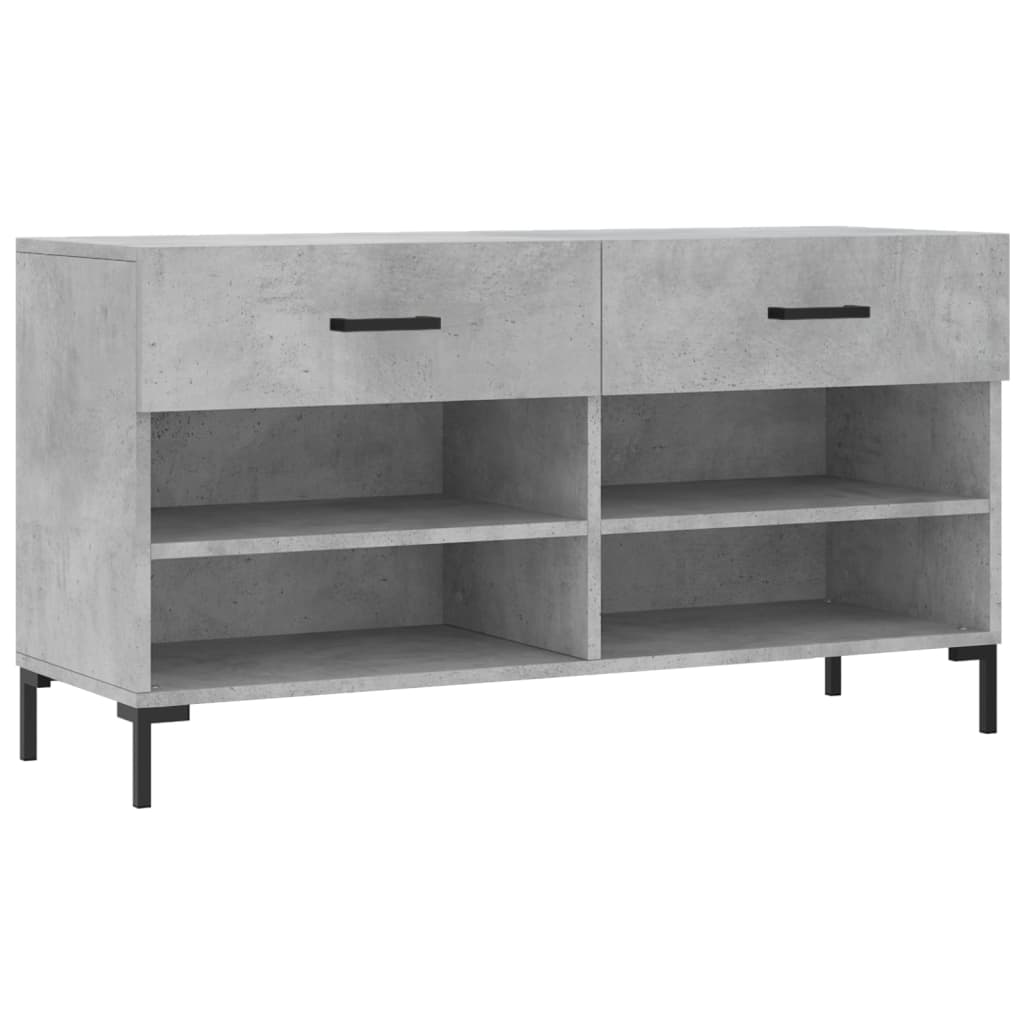 Banc à chaussures gris béton 102x35x55 cm bois d'ingénierie - XIOS