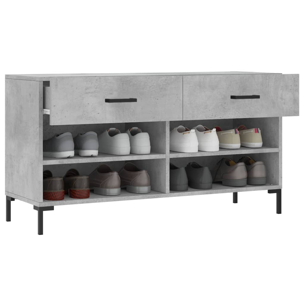 Banc à chaussures gris béton 102x35x55 cm bois d'ingénierie - XIOS