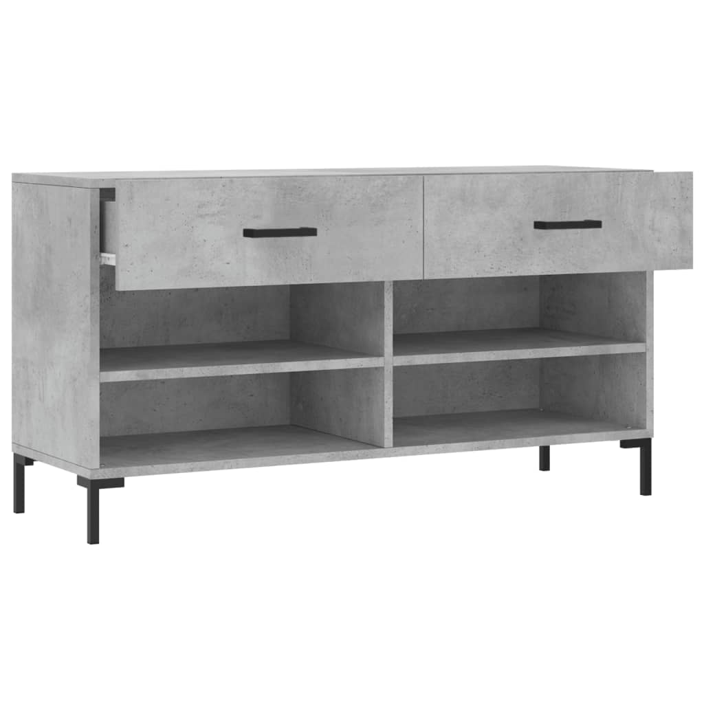 Banc à chaussures gris béton 102x35x55 cm bois d'ingénierie - XIOS