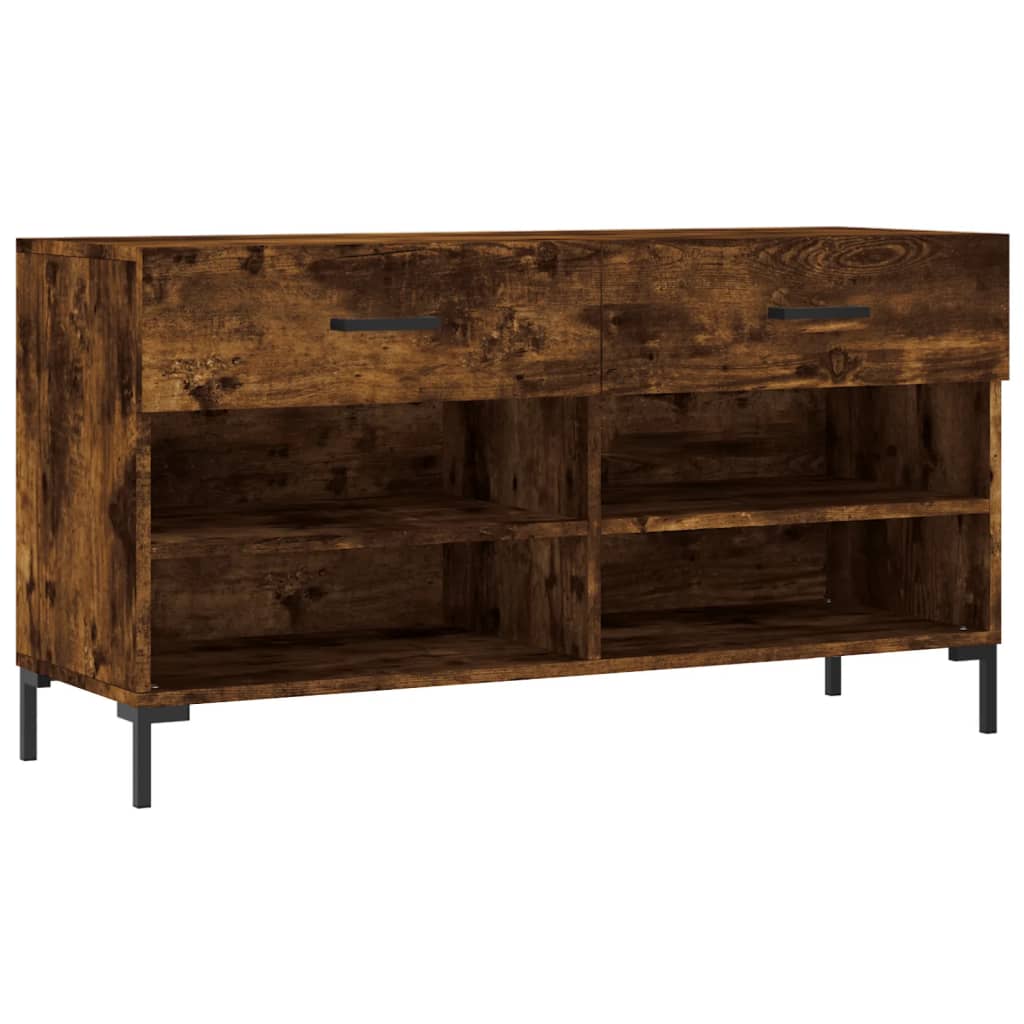 Banc à chaussures chêne fumé 102x35x55 cm bois d'ingénierie - XIOS