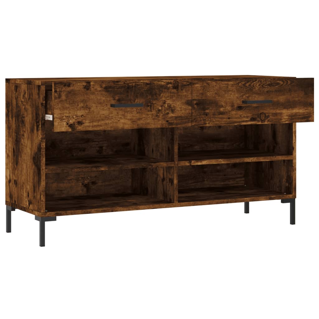 Banc à chaussures chêne fumé 102x35x55 cm bois d'ingénierie - XIOS