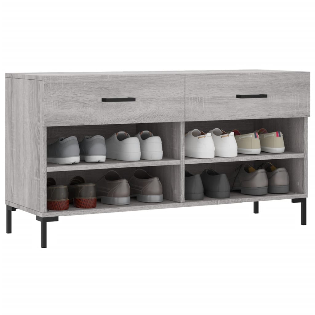 Banc à chaussures sonoma gris 102x35x55 cm bois d'ingénierie - XIOS
