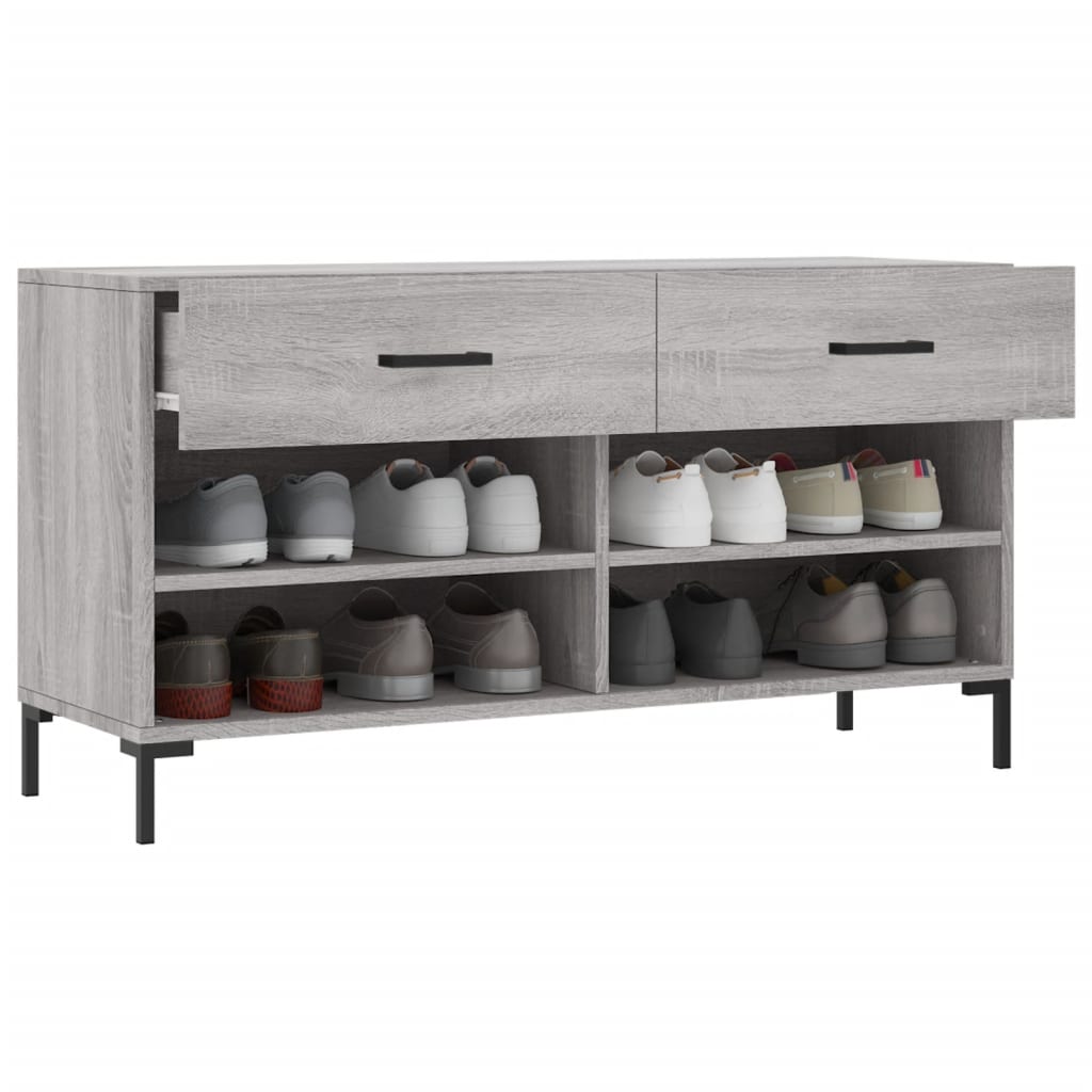 Banc à chaussures sonoma gris 102x35x55 cm bois d'ingénierie - XIOS
