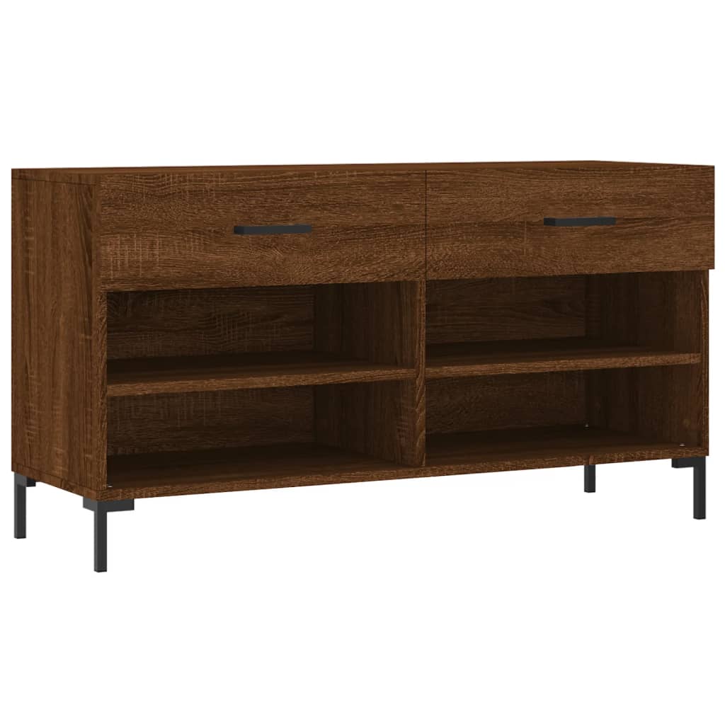 Banc à chaussures chêne marron 102x35x55 cm bois d'ingénierie - XIOS