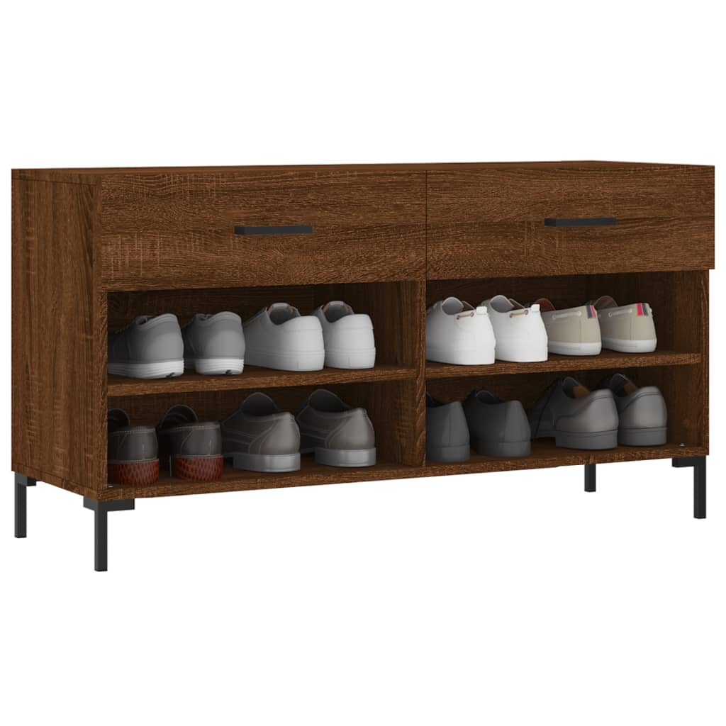 Banc à chaussures chêne marron 102x35x55 cm bois d'ingénierie - XIOS