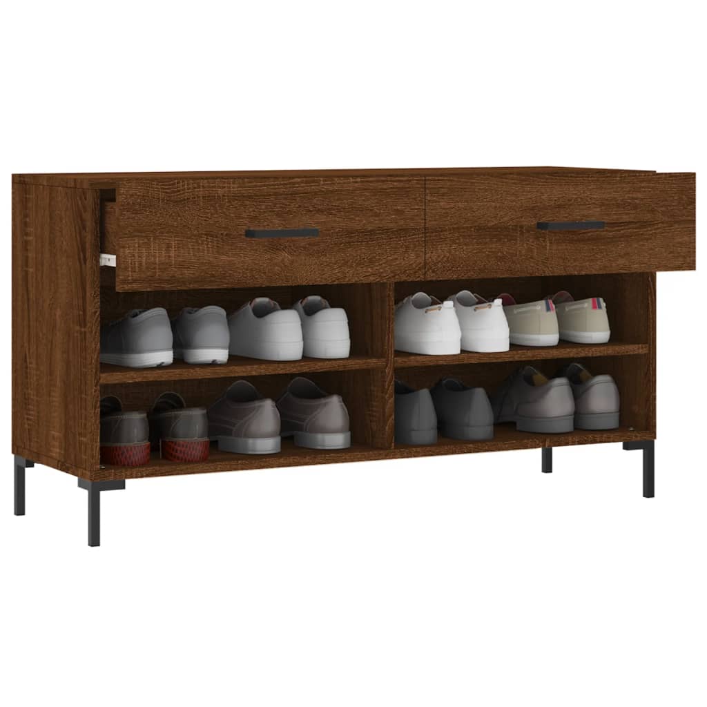 Banc à chaussures chêne marron 102x35x55 cm bois d'ingénierie - XIOS