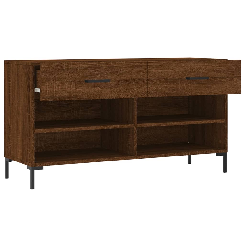 Banc à chaussures chêne marron 102x35x55 cm bois d'ingénierie - XIOS