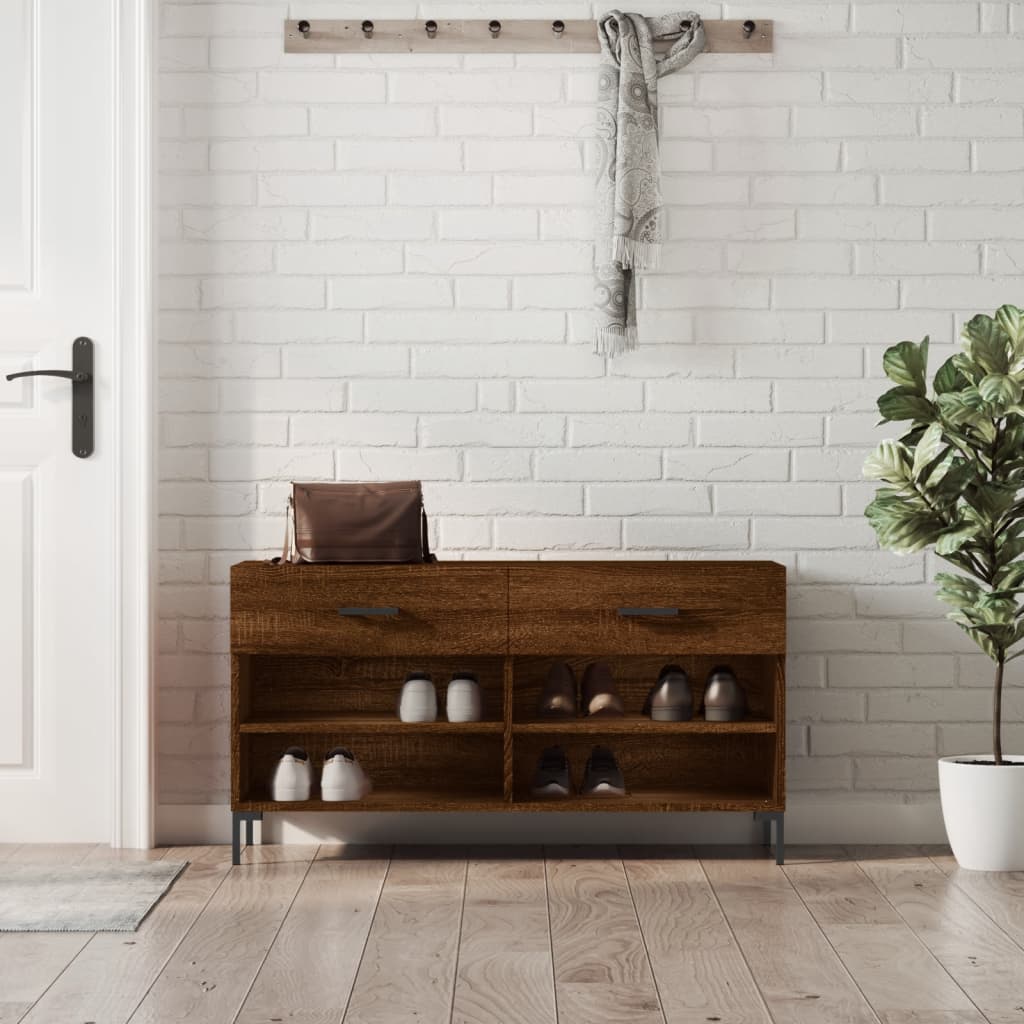 Banc à chaussures chêne marron 102x35x55 cm bois d'ingénierie - XIOS